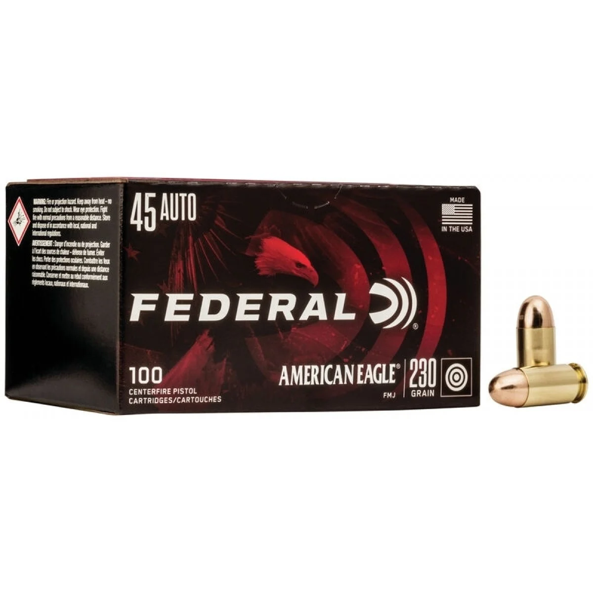 Federal American Eagle  .45 ACP 230 Grain FMJ Ammunition (100 Rounds)
