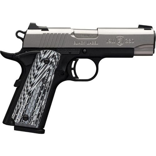 BROWNING 1911-380 BLACK LABEL PRO COMPACT SINGLE 380 AUTOMATIC COLT PISTOL (ACP) FO 3.62" 8+1 BLACK G10 GRIP STAINLESS STEEL